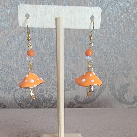 Hand Crafted Jewelry - Orange Mushroom Earrings